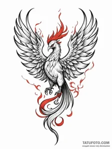 Tattoo sketch a phoenix rising from subtle fl... - эскиз тату (№1752673567_0, 16.07.2025 13:46) — Tatufoto.com