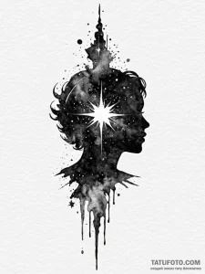 Tattoo sketch a silhouette of a person lookin... - эскиз тату (№1752673728_0, 16.07.2025 13:48) — Tatufoto.com