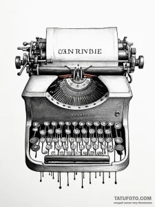 A close-up of a typewriter's keys, showing th... - эскиз тату (№1752673886_0, 16.07.2025 13:51) — Tatufoto.com