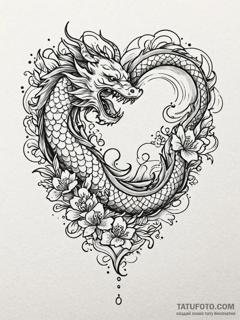 Tattoo design a heart outlined in fine line,… — эскиз тату (№1752674043_0, 16.07.2025 13:54) — Tatufoto.com