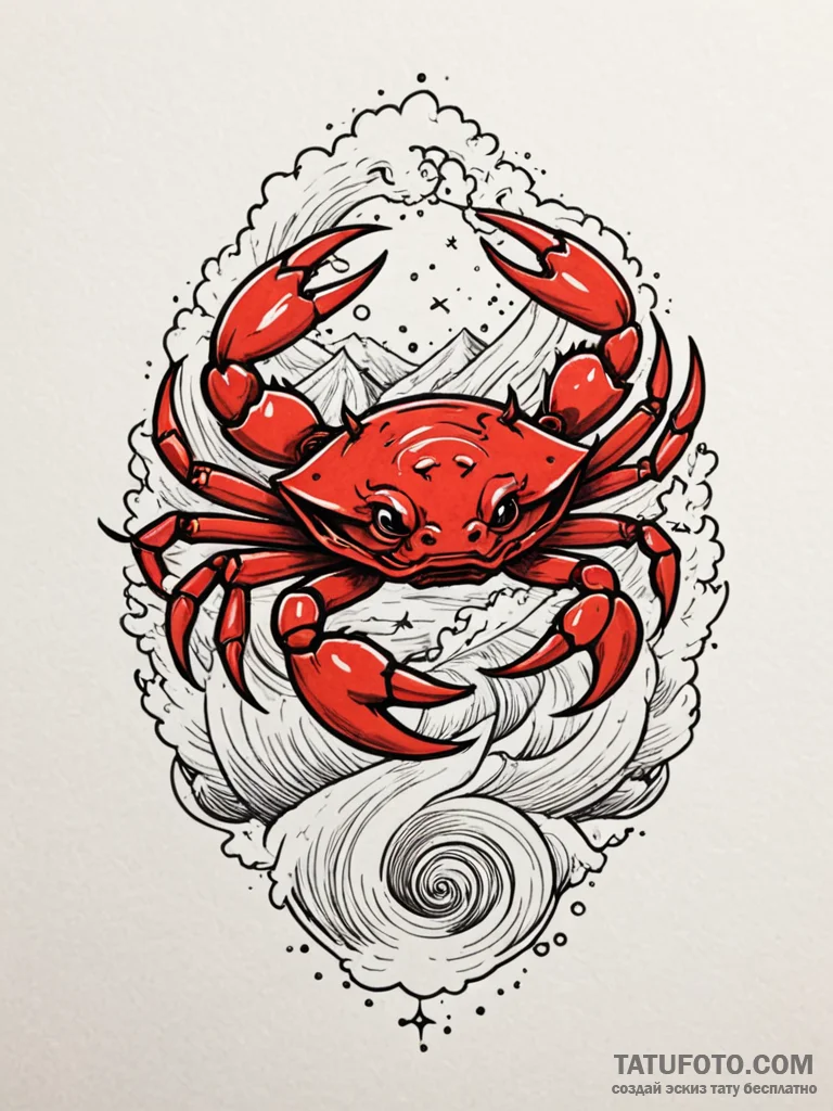 Tattoo design a cancer crab, its shell openin... - эскиз тату (№1752674124_0, 16.07.2025 13:55) — Tatufoto.com