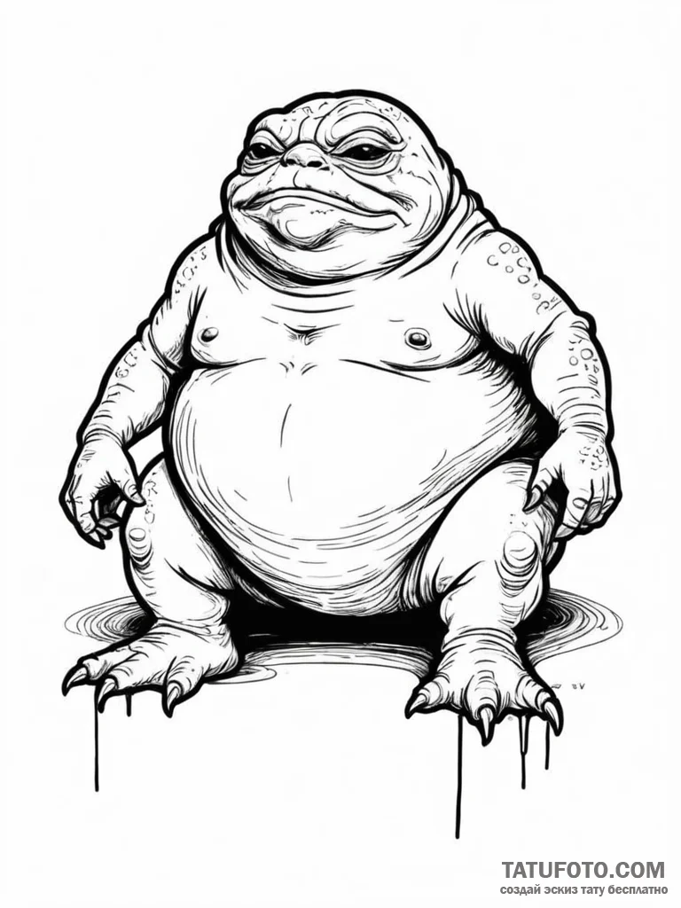 Sketch of jabba the hutt, detailed and grotes... - эскиз тату (№1752674283_0, 16.07.2025 13:58) — Tatufoto.com