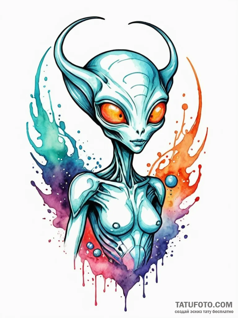 132. a watercolor sketch of diva plavalaguna,... - эскиз тату (№1752674362_0, 16.07.2025 13:59) — Tatufoto.com