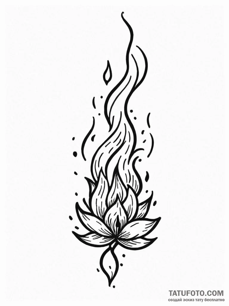 Fire, ink illustration for tattoo, on a clean... - эскиз тату (№1752674600_0, 16.07.2025 14:03) — Tatufoto.com