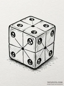Tattoo sketch a single d6 dice with a critica... - эскиз тату (№1752674921_0, 16.07.2025 14:08) — Tatufoto.com