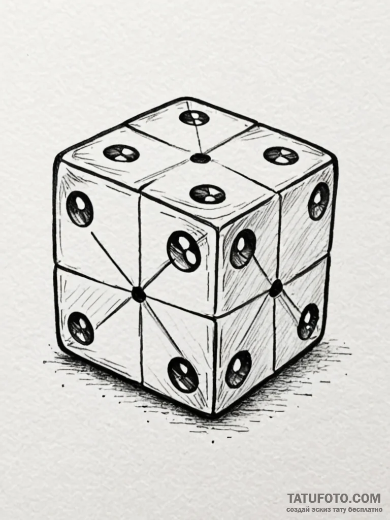Tattoo sketch a single d6 dice with a critica… — эскиз тату (№1752674921_0, 16.07.2025 14:08) — Tatufoto.com