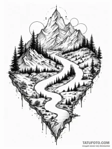 A minimalist tattoo of the path of the fellow... - эскиз тату (№1752675238_0, 16.07.2025 14:13) — Tatufoto.com