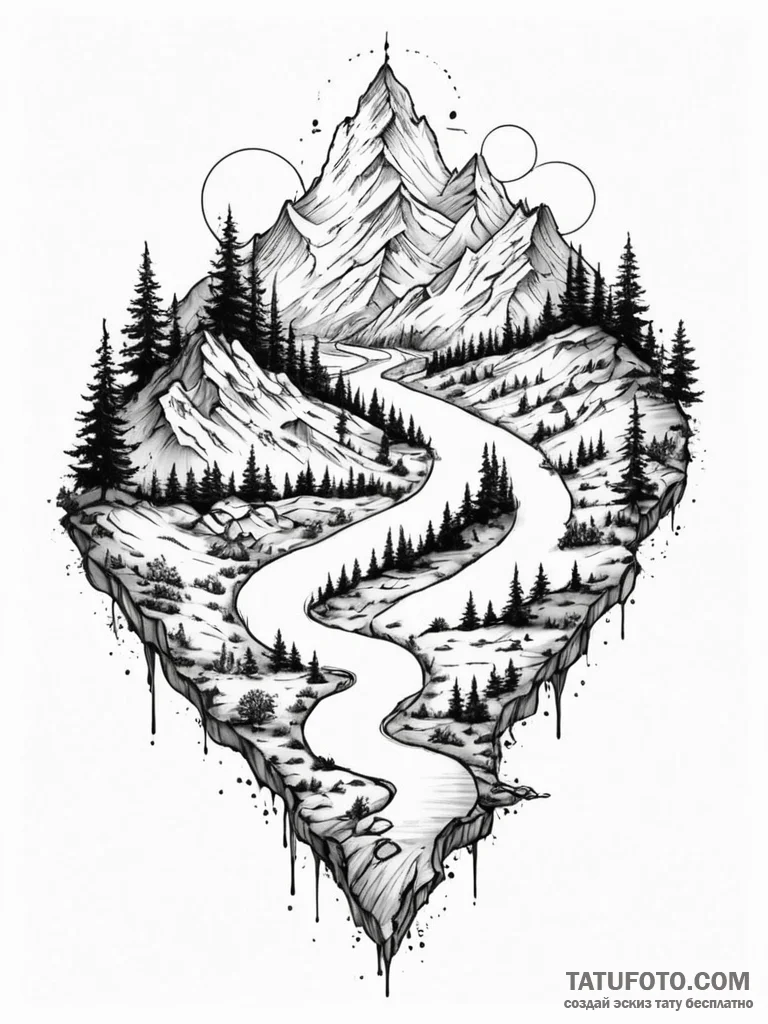 A minimalist tattoo of the path of the fellow... - эскиз тату (№1752675238_0, 16.07.2025 14:13) — Tatufoto.com