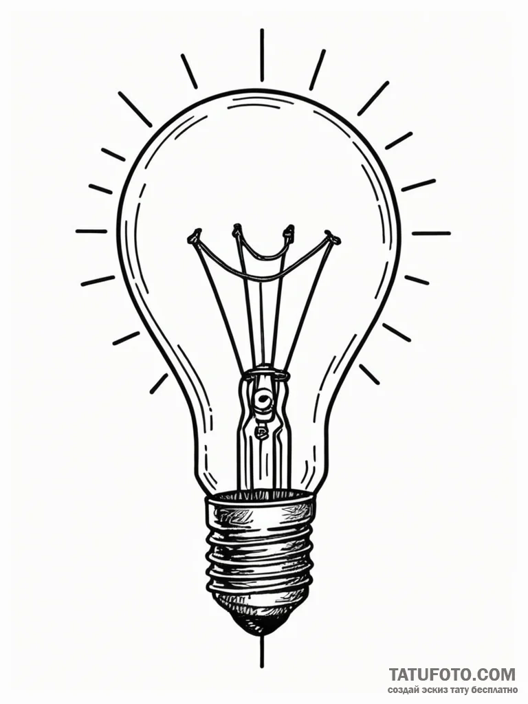 Tattoo design a lightbulb emitting powerful i... - эскиз тату (№1752675318_0, 16.07.2025 14:15) — Tatufoto.com