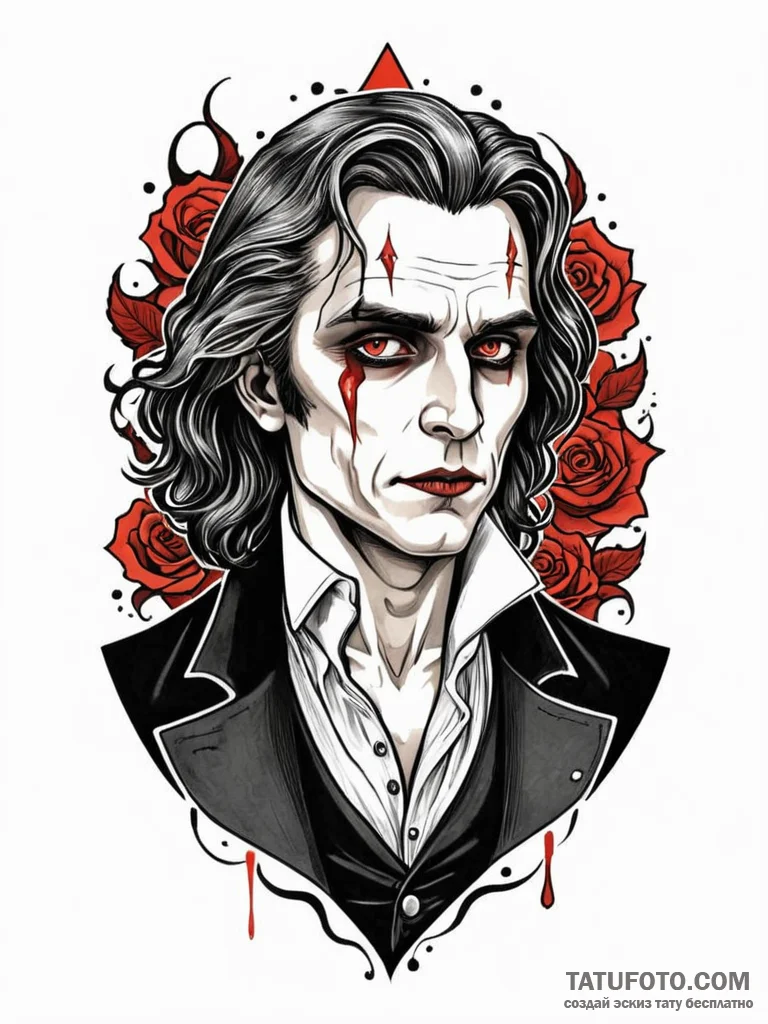 A neo-traditional tattoo of the vampire lesta... - эскиз тату (№1752675397_0, 16.07.2025 14:16) — Tatufoto.com