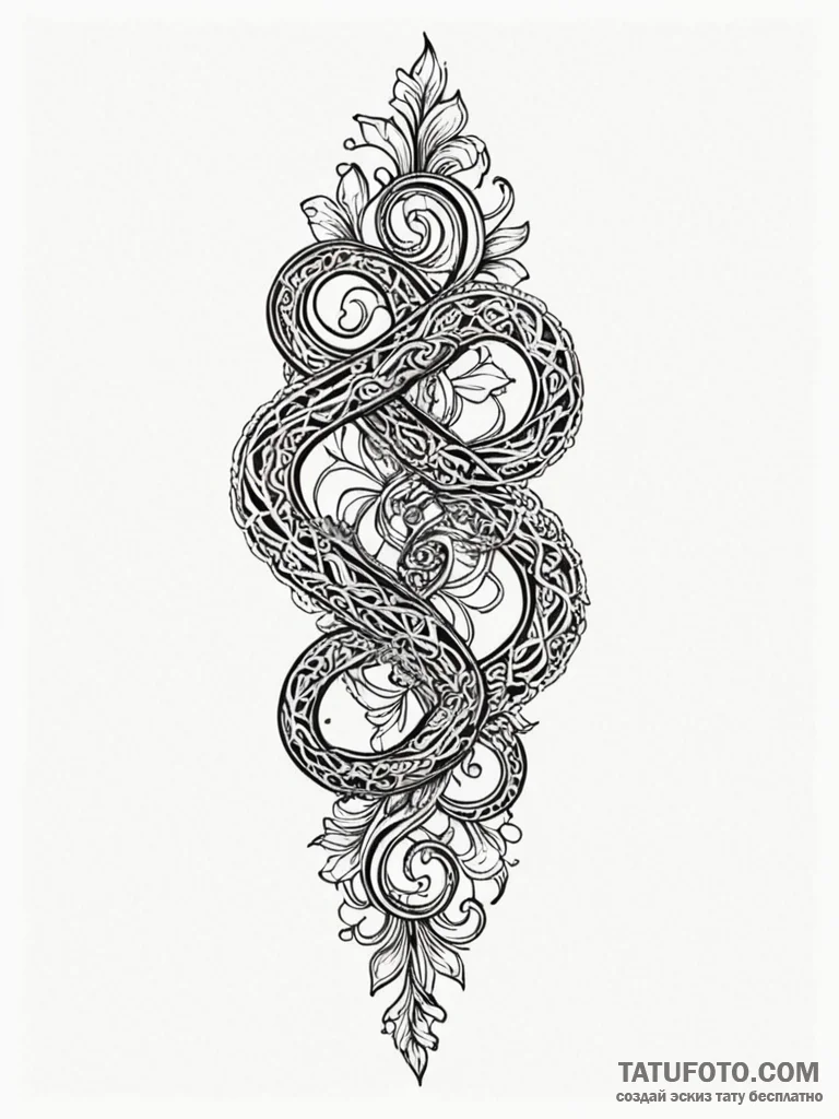 Tattoo sketch: an ornamental tattoo featuring... - эскиз тату (№1752675556_0, 16.07.2025 14:19) — Tatufoto.com