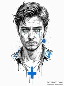 Trash polka portrait of paul atreides, his ey... - эскиз тату (№1752676032_0, 16.07.2025 14:27) — Tatufoto.com