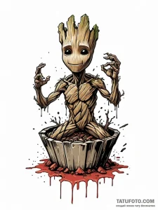 A sketch of groot sacrificing himself, "we ar... - эскиз тату (№1752676588_0, 16.07.2025 14:36) — Tatufoto.com