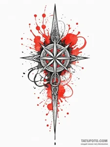 A linework tattoo of the elder wand, detailed... - эскиз тату (№1752676905_0, 16.07.2025 14:41) — Tatufoto.com