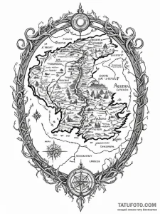A linework design of the map of middle-earth,... - эскиз тату (№1752677057_0, 16.07.2025 14:44) — Tatufoto.com