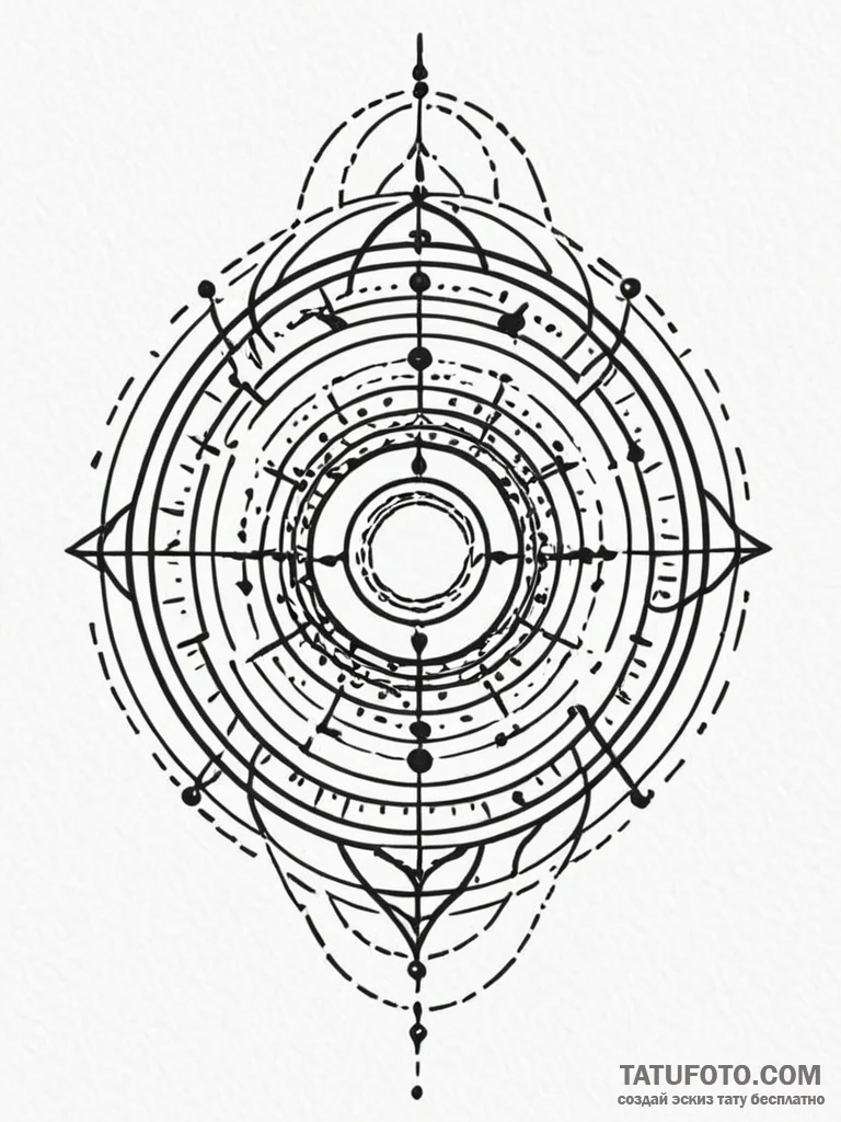 Tattoo sketch a series of concentric circles,... - эскиз тату (№1752677132_0, 16.07.2025 14:45) — Tatufoto.com