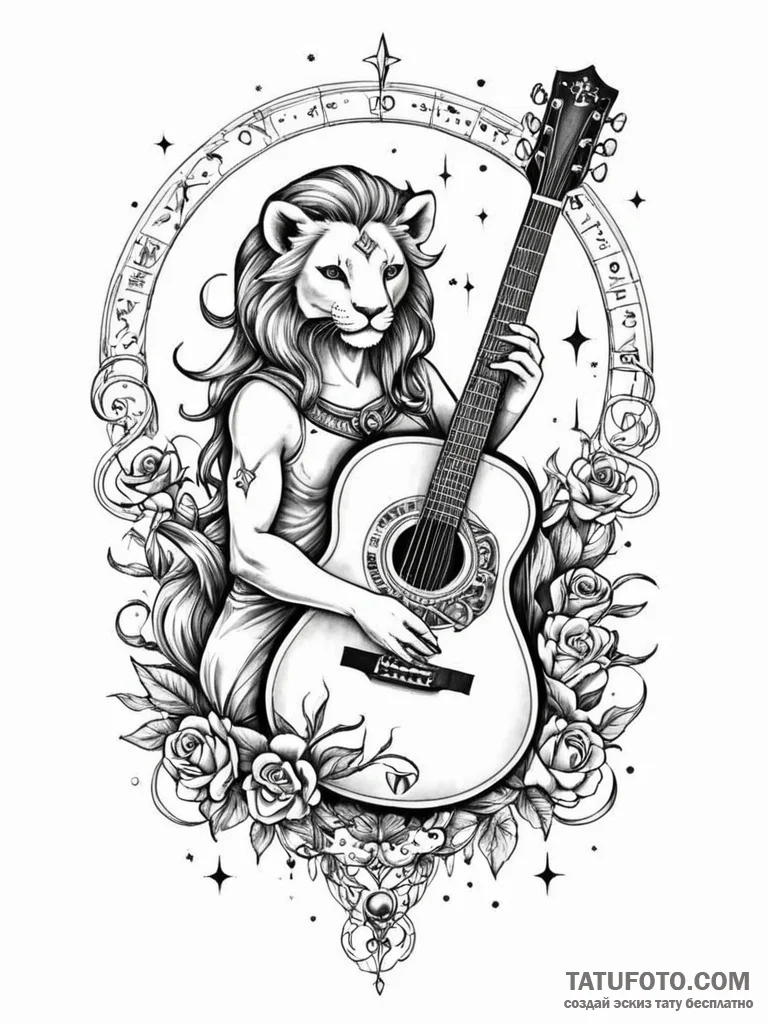 Tattoo design a zodiac symbol merged with a h... - эскиз тату (№1752677435_0, 16.07.2025 14:50) — Tatufoto.com