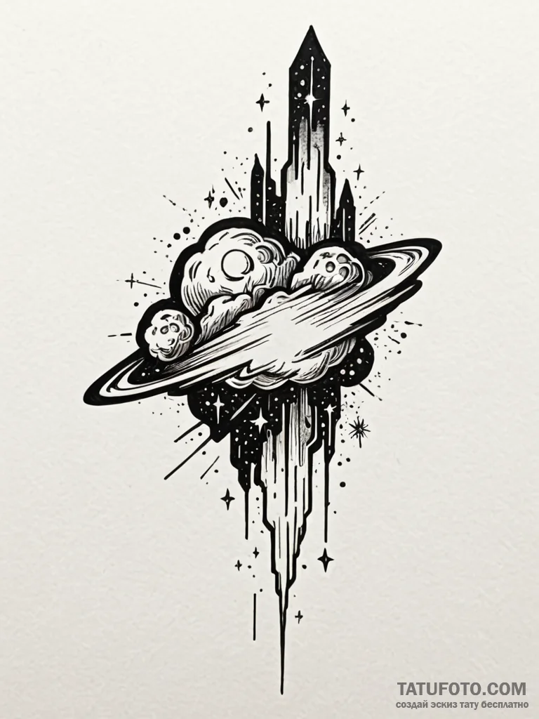 Tattoo design a single, powerful meteor strea... - эскиз тату (№1752677665_0, 16.07.2025 14:54) — Tatufoto.com