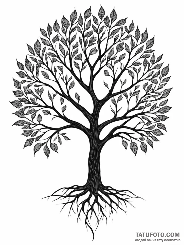 Tattoo design a tree silhouette whose leaves… — эскиз тату (№1752678048_0, 16.07.2025 15:00) — Tatufoto.com