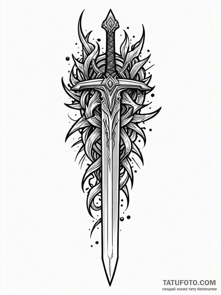 Linework tattoo of the sword narsil, shattere… — эскиз тату (№1752678125_0, 16.07.2025 15:02) — Tatufoto.com
