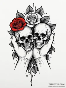 A dotwork tattoo of the red pill and the blue... - эскиз тату (№1752678202_0, 16.07.2025 15:03) — Tatufoto.com