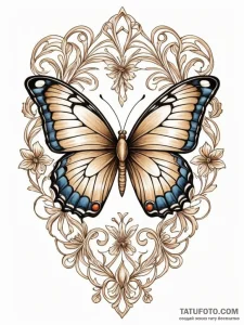 Butterfly, tattoo drawing outline, sepia tone... - эскиз тату (№1752678354_0, 16.07.2025 15:05) — Tatufoto.com