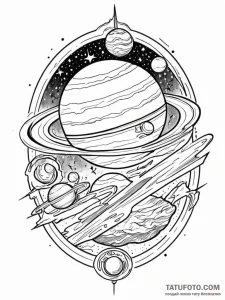 A linework tattoo of the planet jupiter and t... - эскиз тату (№1752678431_0, 16.07.2025 15:07) — Tatufoto.com