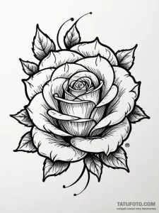 Tattoo sketch a single, delicate rosebud, sof... - эскиз тату (№1752678660_0, 16.07.2025 15:11) — Tatufoto.com