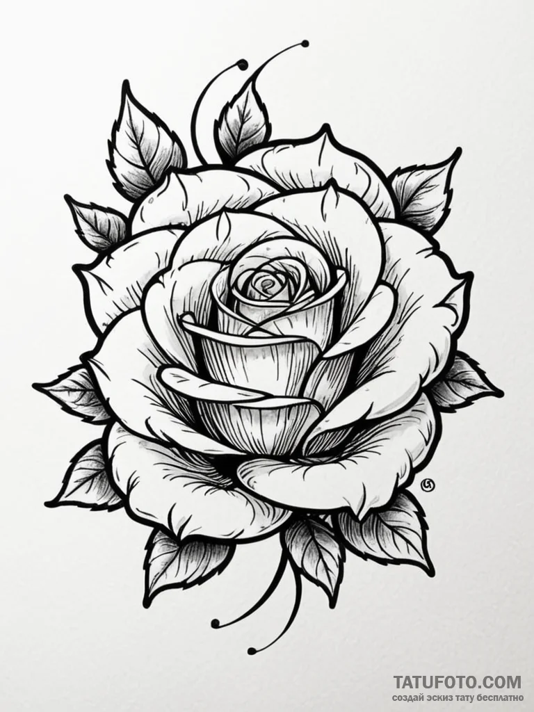 Tattoo sketch a single, delicate rosebud, sof... - эскиз тату (№1752678660_0, 16.07.2025 15:11) — Tatufoto.com