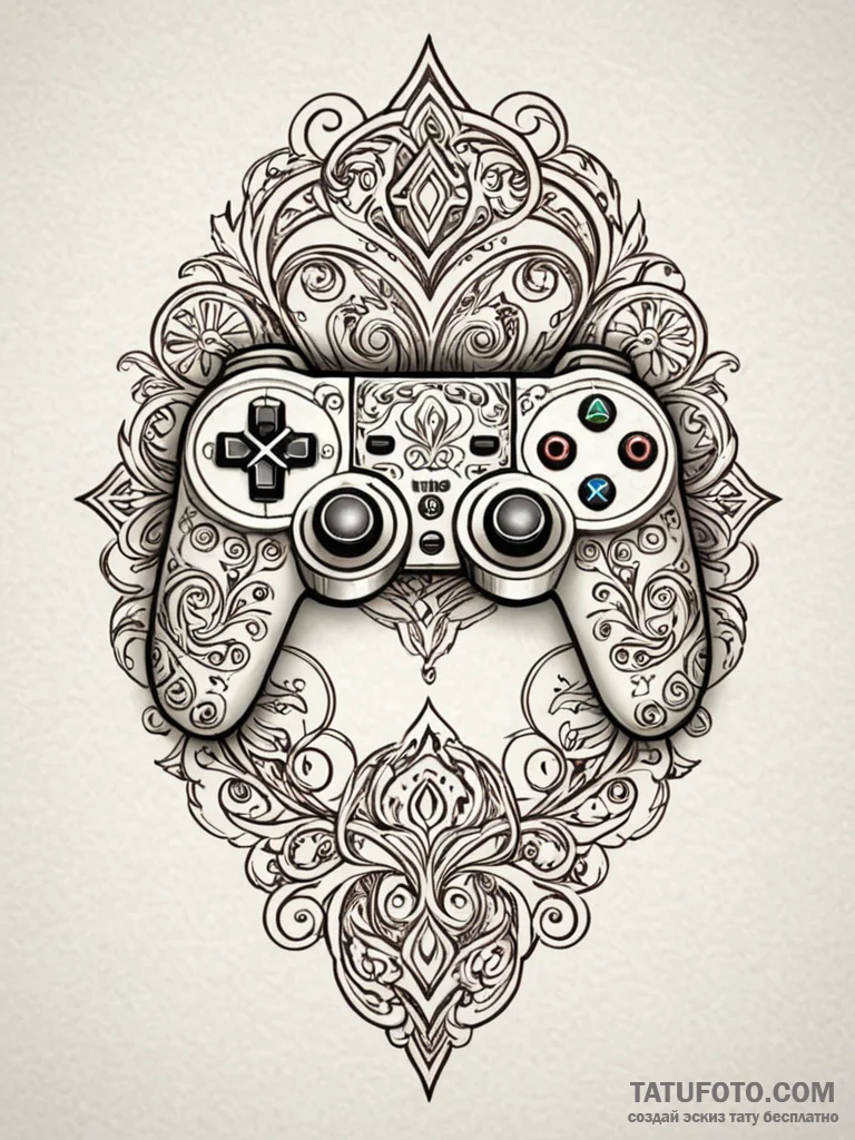 Tattoo design a controller face button with a... - эскиз тату (№1752679281_0, 16.07.2025 15:21) — Tatufoto.com