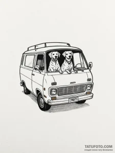 A linework tattoo of the "mutt cutts" van fro... - эскиз тату (№1752679362_0, 16.07.2025 15:22) — Tatufoto.com