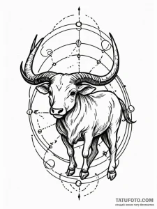 Tattoo design a zodiac animal partially rende... - эскиз тату (№1752679750_0, 16.07.2025 15:29) — Tatufoto.com
