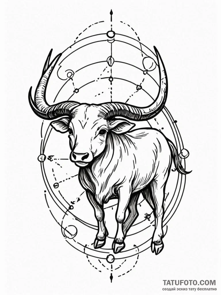 Tattoo design a zodiac animal partially rende… — эскиз тату (№1752679750_0, 16.07.2025 15:29) — Tatufoto.com