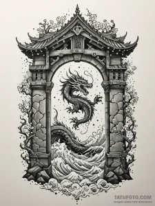 A dotwork tattoo design of the doors of durin... - эскиз тату (№1752679829_0, 16.07.2025 15:30) — Tatufoto.com