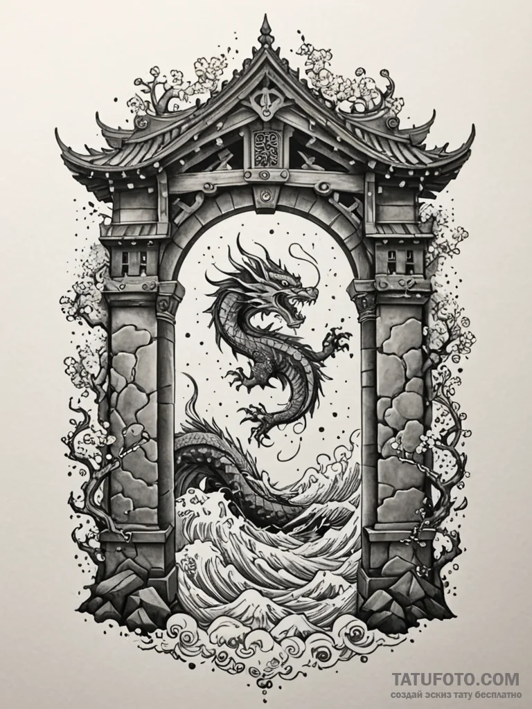 A dotwork tattoo design of the doors of durin… — эскиз тату (№1752679829_0, 16.07.2025 15:30) — Tatufoto.com