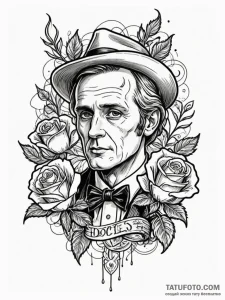 A sketch of the fifth doctor from doctor who... - эскиз тату (№1752680376_0, 16.07.2025 15:39) — Tatufoto.com