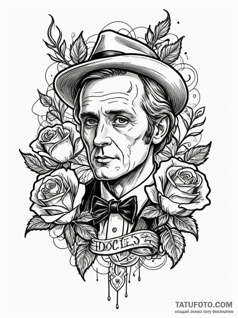 A sketch of the fifth doctor from doctor who... - эскиз тату (№1752680376_0, 16.07.2025 15:39) — Tatufoto.com