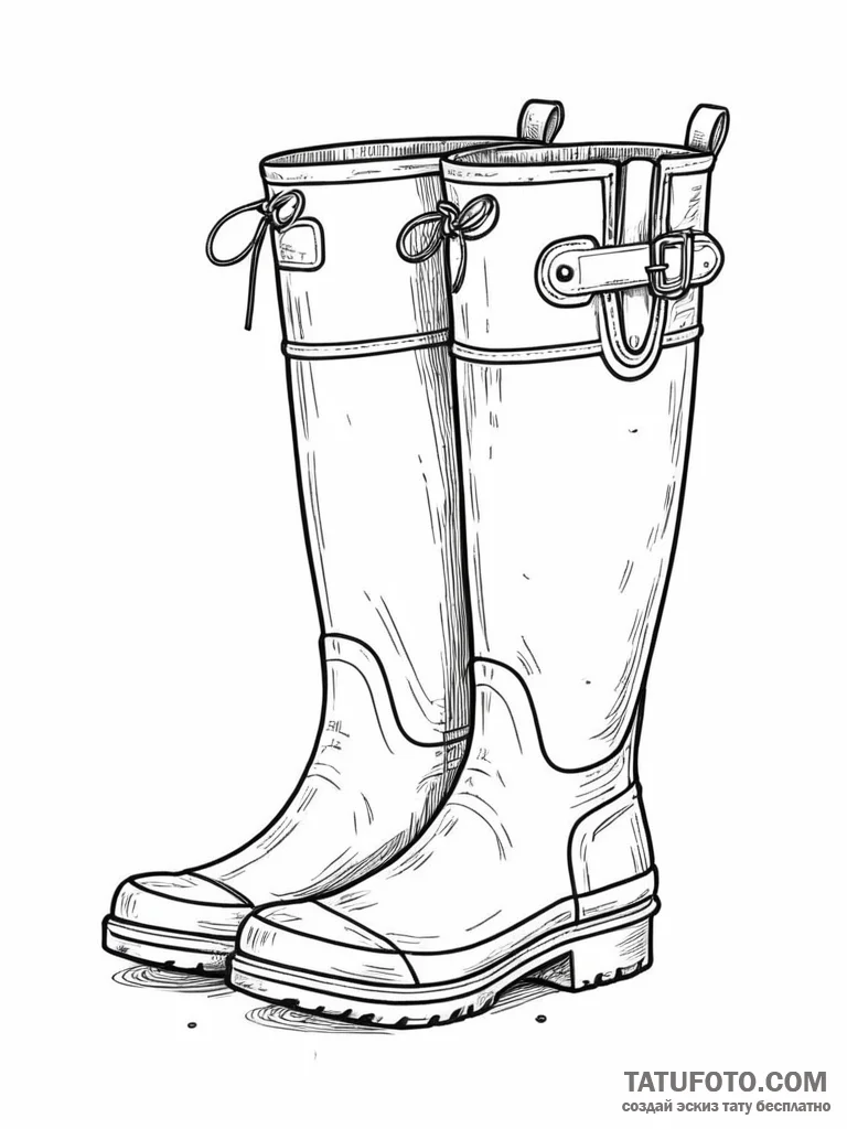 Tattoo sketch a pair of wellington boots, sug… — эскиз тату (№1752680619_0, 16.07.2025 15:43) — Tatufoto.com