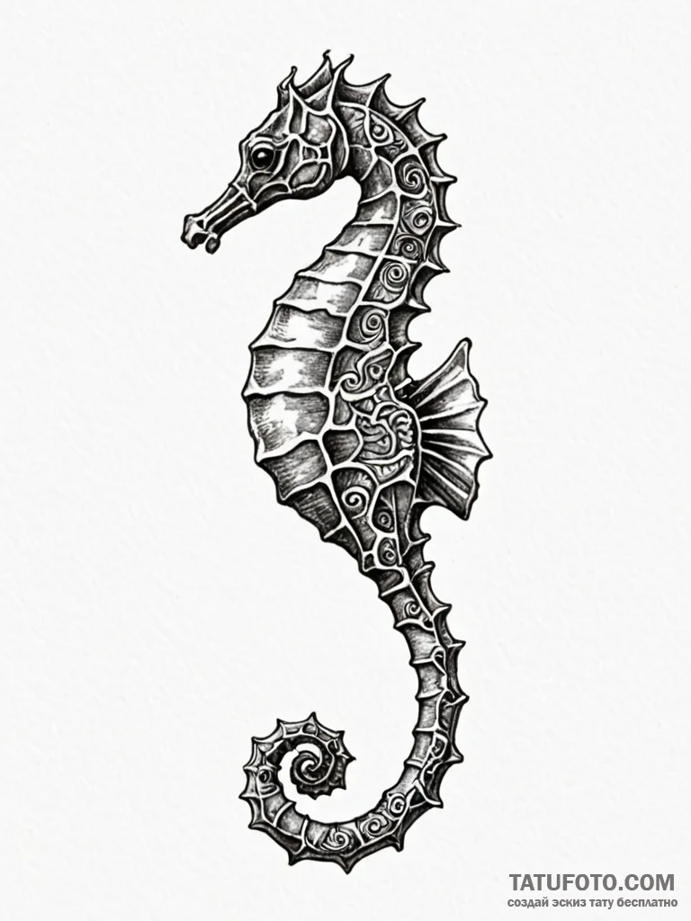 Seahorse, tattoo line art, realistic black an… — эскиз тату (№1752680848_0, 16.07.2025 15:47) — Tatufoto.com