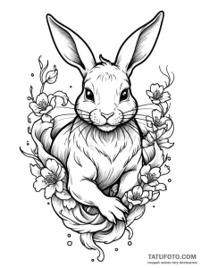 Linework tattoo design of the white rabbit, m... - эскиз тату (№1752681000_0, 16.07.2025 15:50) — Tatufoto.com