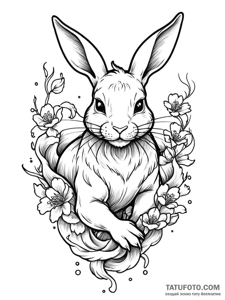 Linework tattoo design of the white rabbit, m... - эскиз тату (№1752681000_0, 16.07.2025 15:50) — Tatufoto.com