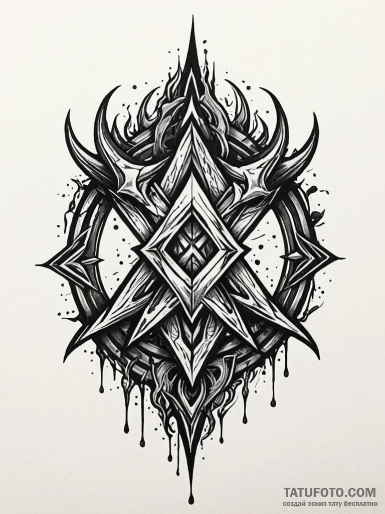 61. tattoo sketch: the rune "chernobog," rend... - эскиз тату (№1752681231_0, 16.07.2025 15:53) — Tatufoto.com