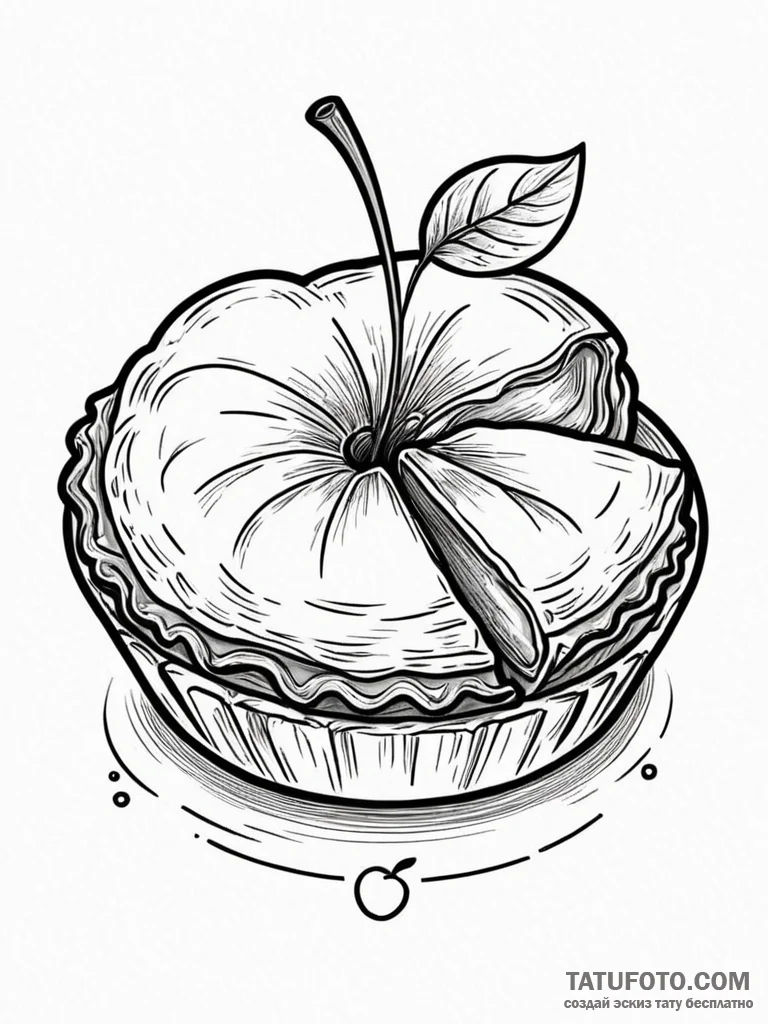 Tattoo sketch 'apple' on one, 'pie' on the ot... - эскиз тату (№1752681387_0, 16.07.2025 15:56) — Tatufoto.com