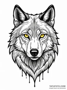 Black wolf, tattoo drawing outline, on a clea... - эскиз тату (№1752681699_0, 16.07.2025 16:01) — Tatufoto.com