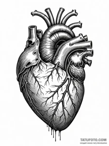 Tattoo design a human heart, anatomically cor... - эскиз тату (№1752681777_0, 16.07.2025 16:02) — Tatufoto.com