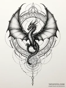 Tattoo sketch a dragon's wing casting a shado... - эскиз тату (№1752682092_0, 16.07.2025 16:08) — Tatufoto.com
