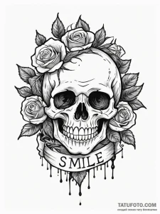 A watercolor sketch of the creepy "smile" fro... - эскиз тату (№1752682244_0, 16.07.2025 16:10) — Tatufoto.com