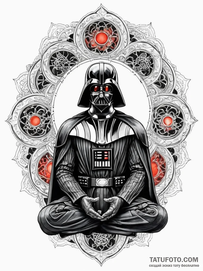 Watercolor sketch of darth vader meditating,... - эскиз тату (№1752682398_0, 16.07.2025 16:13) — Tatufoto.com