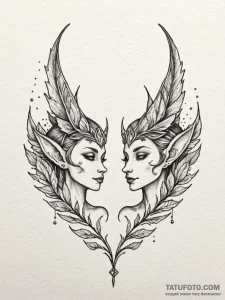 Tattoo design a pair of elf ears with subtle... - эскиз тату (№1752682553_0, 16.07.2025 16:15) — Tatufoto.com