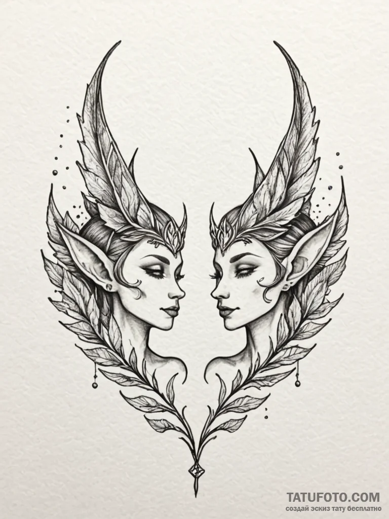 Tattoo design a pair of elf ears with subtle… — эскиз тату (№1752682553_0, 16.07.2025 16:15) — Tatufoto.com